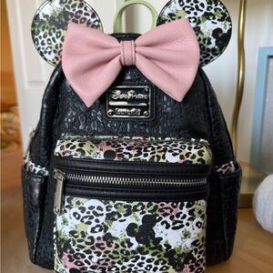 Loungefly Black and Pink Leopard Print Backpack